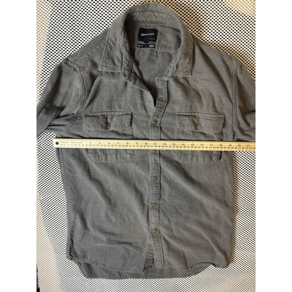 Quiksilver Mens Slim Fit Flannel Shirt Charcoal Grey Button Down Large L - Picture 6 of 8
